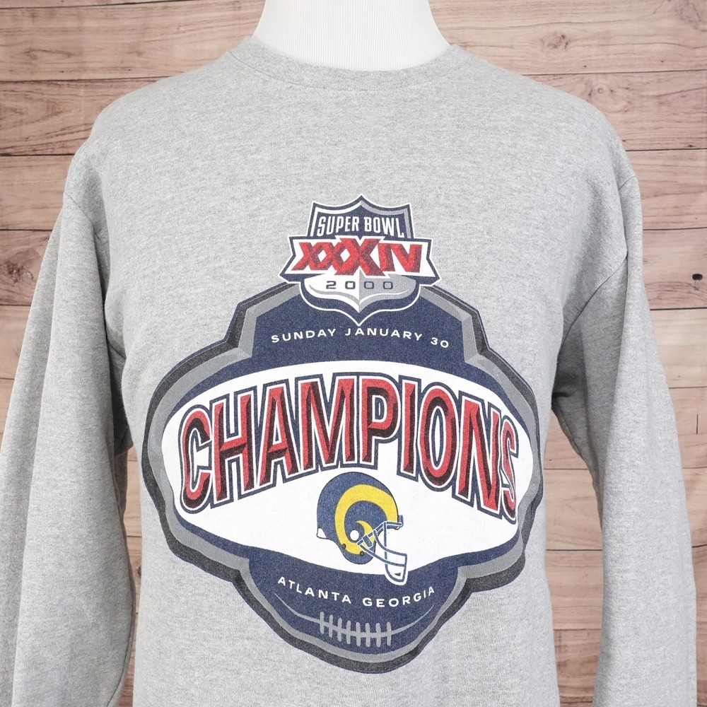 VINTAGE ST LOUIS RAMS SUPER BOWL 2000 XXXIV 34‎ CHAMPIONS SWEATSHIRT 2XL?